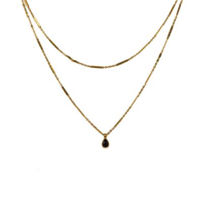 Hedelia chain necklace - Gold - Black onyx
