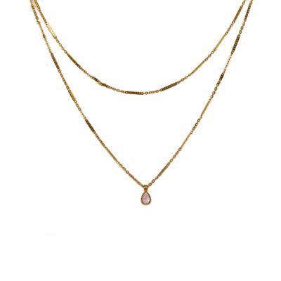 Hedelia chain necklace - Gold - Pink quartz