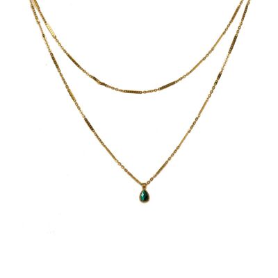 Hedelia chain necklace - Gold - Malachite