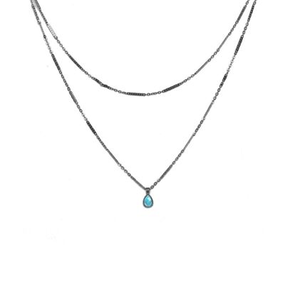 Collier chaîne Hedelia - Argent - Turquoise