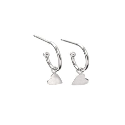 Mini Heart Hoop Earrings Sterling Silver