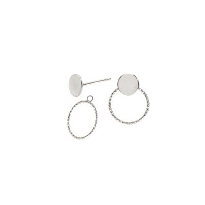 Disc and Circle Stud Earrings and Ear Jackets Sterling Silver