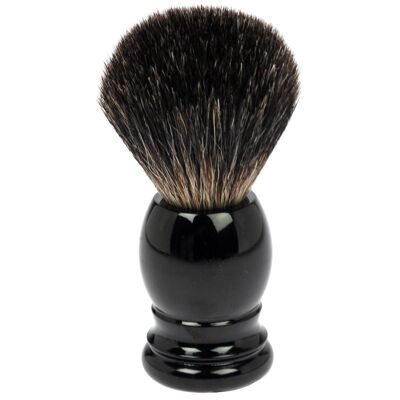 Pennello da barba in puro tasso, nero, manico in plastica, altezza: 10,5 cm