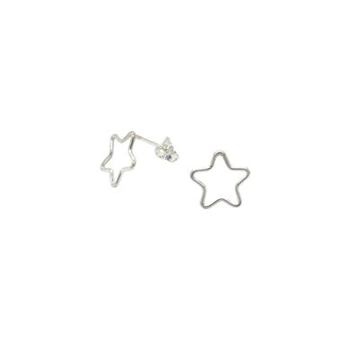 Open Star Stud Earrings Sterling Silver