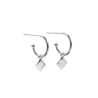 Mini Diamond Hoop Earrings Sterling Silver