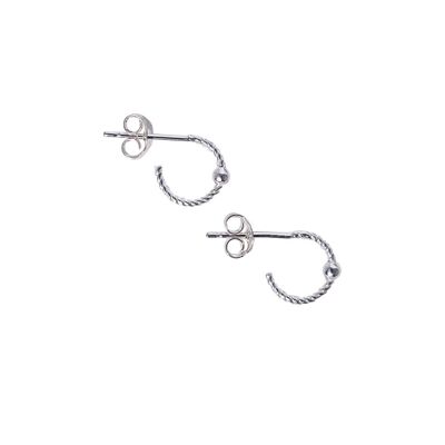 Small Twisted Huggie Hoop and Ball Earrings Sterling Silver – Set of all three