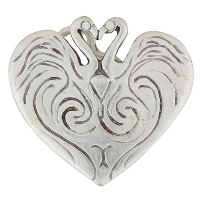 Belt buckle flamingo heart closed silver refined with Swarovski crystals