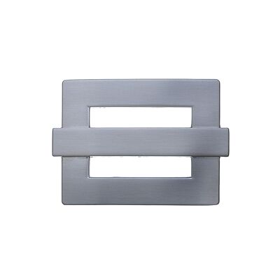 Belt buckle square with bar silver satin finish