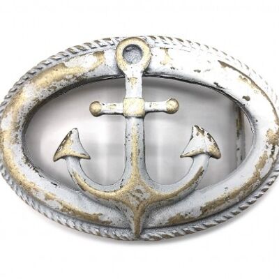 Belt buckle anchor oval white gold