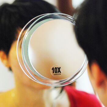 Miroir avec ventouse, acrylique, grossissement 10x, Ø 15 cm 4