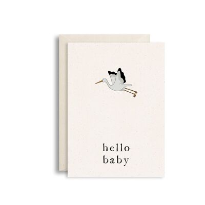 Greeting card hello baby stork