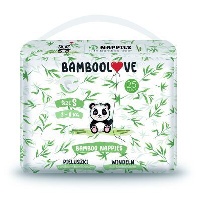 Couches en BAMBOU taille S (3-7 kg) 25 pcs BAMBOOLOVE
