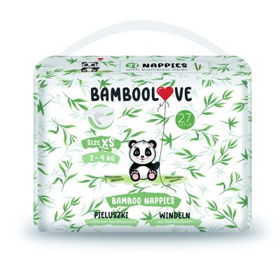 Couches en BAMBOU taille XS (2-4 kg) 27 pcs BAMBOOLOVE