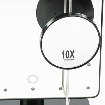 Miroir orientable noir avec 20 LED + support avec miroir 10x, 20,7 x 32,5 cm 2
