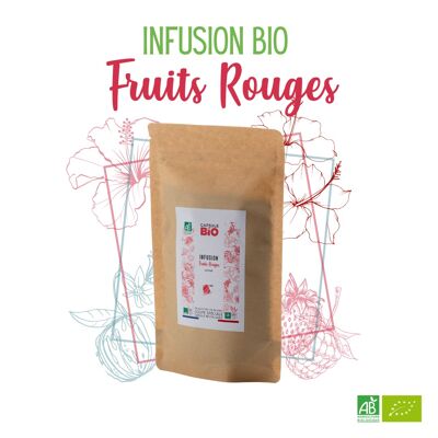 Té de hierbas a granel Infusión de frutos rojos orgánicos - Infusión instantánea especial taza fina - Bolsa de 100 g