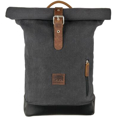 'Manu'' - Vintage Rolltop Backpack | made of cotton canvas and leather