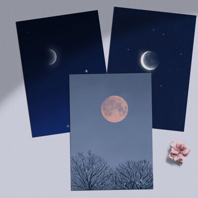 Collezione di cartoline di sogni al chiaro di luna