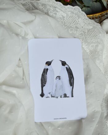 Carte postale famille pingouins 4