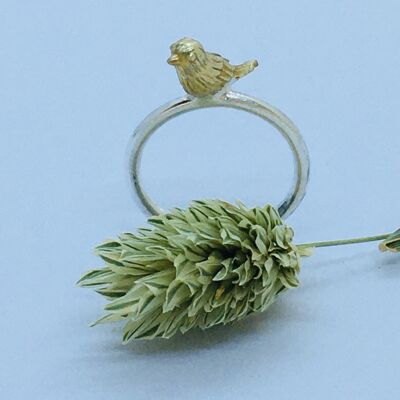 Birdy ring -silver / brass