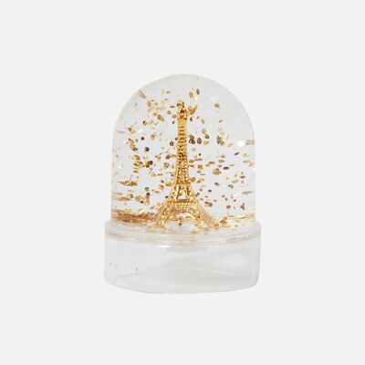 Mini golden Eiffel Tower snow globe