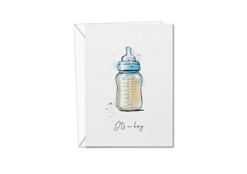 New Baby Boy Card | Personalised New Baby Card | New Born Baby bottle Card | Custom Baby Greeting Card (1044435175)