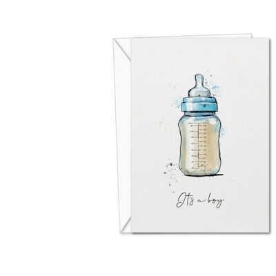 New Baby Boy Card | Personalised New Baby Card | New Born Baby bottle Card | Custom Baby Greeting Card (1044435175)