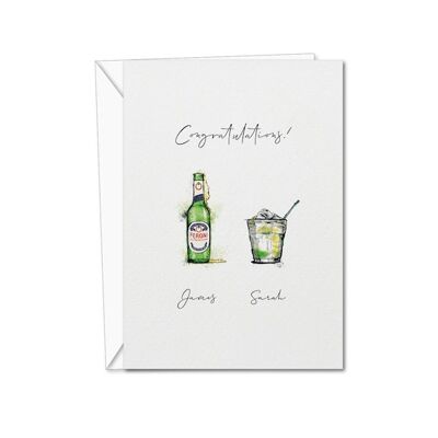 tarjeta de las bebidas de los pares | Tarjeta personalizada de cócteles | Tarjeta personalizada | Tarjeta de boda | Tarjeta de aniversario | Nueva tarjeta de inicio | (1048888250)