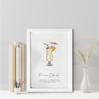 Pina Colada-Cocktail-Rezeptdruck. Pina-Colada-Cocktail. Cocktail-Liebhaber. Cocktail-Liebhaber-Geschenk. Cocktail-Wandkunst. (1009115265-1)