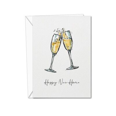 Nueva tarjeta casera feliz | Casa Nueva | Nuevo hogar | Nueva tarjeta de inicio | Feliz nuevo hogar | Tarjeta de champán (1004002342)