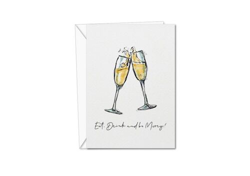 Champagne Christmas Card | Christmas Card | Champagne Card | Eat, Drink and be Merry | Xmas Card | Christmas Card Set | Fun Xmas Cards - 1 Card (1088621241-0)