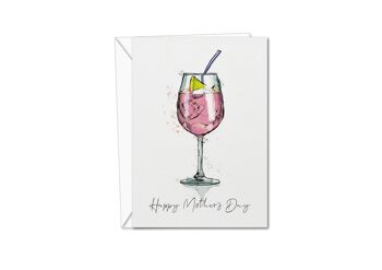 Carte G&T rose heureuse fête des mères | Carte Gin and Tonic Rose Fête des Mères | Carte Gin-Tonic | Gin et carte de vœux tonique | Pour elle (1187783425)