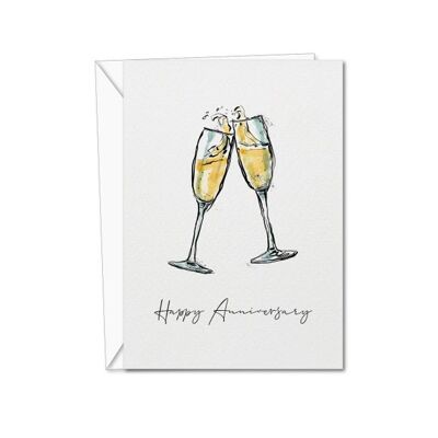 Carta di buon anniversario | Carta Champagne | Biglietto di auguri per l'anniversario con champagne | Carta di anniversario | Per Lui, Lei, Coppie (1048862802)