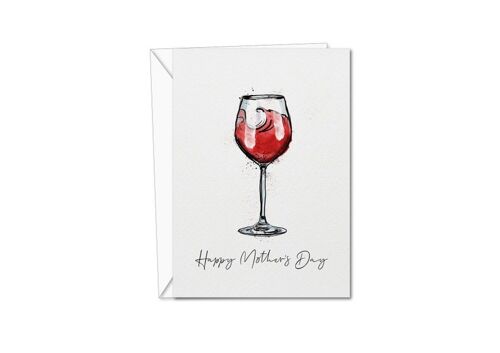 Happy Mother's Day Red Wine Card | Mother's Day Wine Card | Red Wine Card | Red Wine Greeting Card | For Her (1187787593)