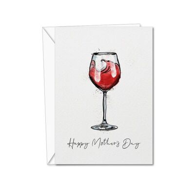 Carta del vino rosso per la festa della mamma felice | Carta dei vini per la festa della mamma | Carta dei vini rossi | Biglietto d'auguri con vino rosso | Per Lei (1187787593)