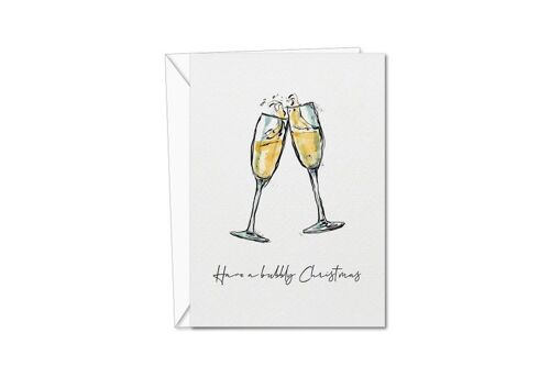 Have a Bubbly Christmas Card | Christmas Card | Champagne Card | Champagne Christmas Card | Christmas Card Set | Fun Xmas Cards - 1 Card (1087345910-0)
