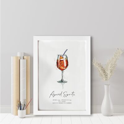 Impresión de la receta del cóctel Aperol Spritz. Cóctel Aperol Spritz. Amante de los cócteles. Regalo amante de los cócteles. Arte de pared de cóctel. (1009109681-0)