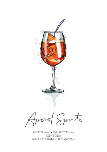 Impression de recette de cocktail Aperol Spritz. Cocktail Apérol Spritz. Amateur de cocktails. Cadeau d'amateur de cocktails. Art mural cocktails. (1009109681-1) 2