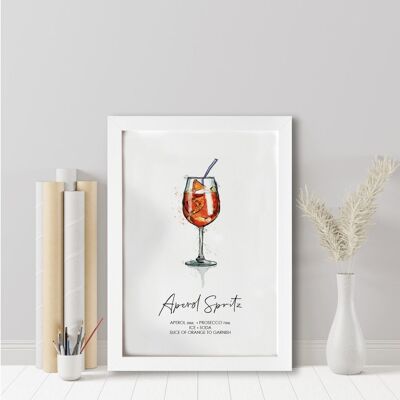 Impresión de la receta del cóctel Aperol Spritz. Cóctel Aperol Spritz. Amante de los cócteles. Regalo amante de los cócteles. Arte de pared de cóctel. (1009109681-3)