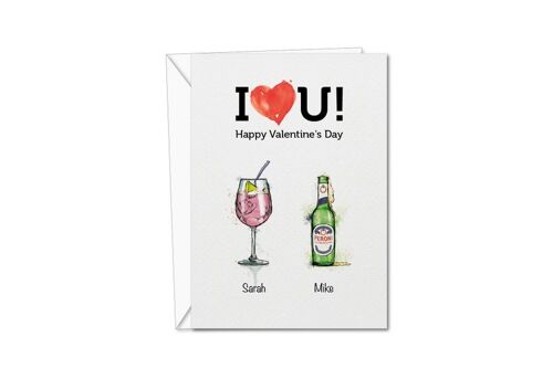 I Love You Valentines Day Card | Personalised Valentines Day Card | Personalised Cocktails Card | Special Valentines Cards (1163168963)