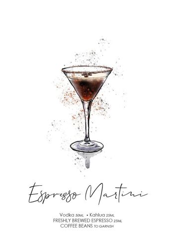 Impression de recette de cocktail Espresso Martini. Cocktail expresso Martini. Amateur de cocktails. Cadeau d'amateur de cocktails. Art mural cocktails. (1004027597-0) 2