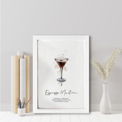 Impresión de la receta del cóctel Espresso Martini. Cóctel espresso martini. Amante de los cócteles. Regalo amante de los cócteles. Arte de pared de cóctel. (1004027597-1)