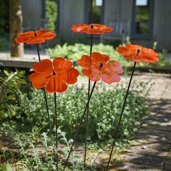 Lot de 5 grandes décorations de jardin 'Double Blossom' 17