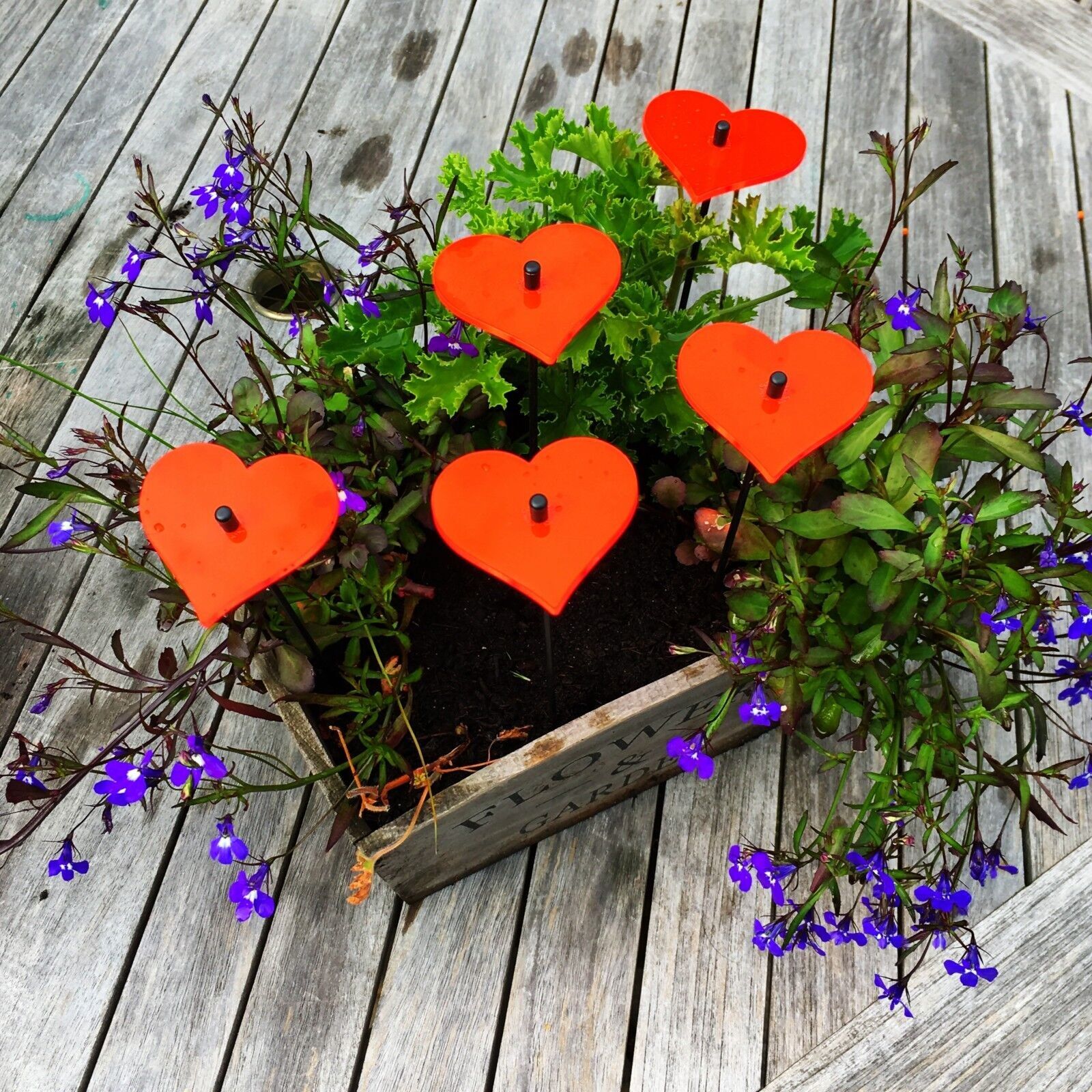 Kleine Gartendeko Ornamente 5er Set 'Herz'