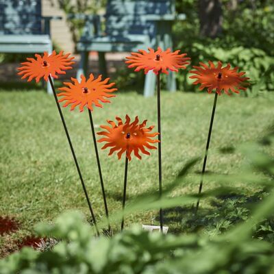 Juego de 5 adornos decorativos de jardín grandes 'Sol sonriente'