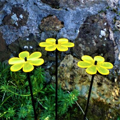 Mittelgroße Gartendeko-Ornamente 3er-Set 'Gänseblümchen'