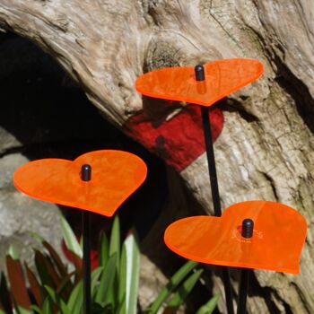 Lot de 3 décorations de jardin moyennes 'Coeurs' 4