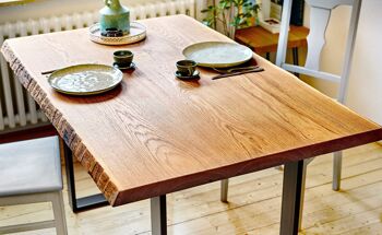 Table à manger chêne / massif / bord naturel / chemins de table / unique - 160cmx80cm 1