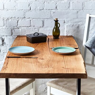 petite table à manger / table de cuisine en chêne / unique / chemins de table - 100 cm - pieds en épingle