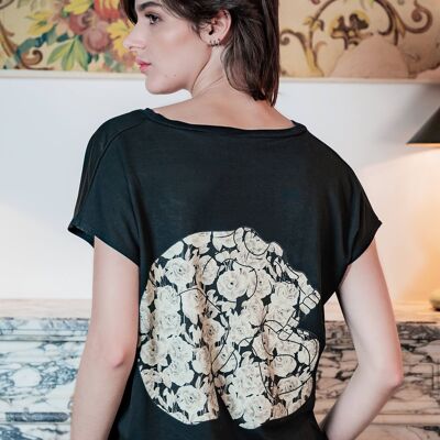 T-shirt SAVANAH - Tête de mort Majesty - NOIR - COL V