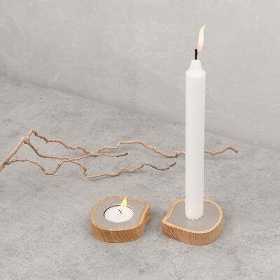 Portacandele tealight o conico | legno di frassino, acciaio inossidabile